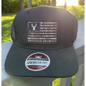 Paramount Whitetails Unlimited Camo Flag Trucker Cap Snapback Hat Hunting NEW